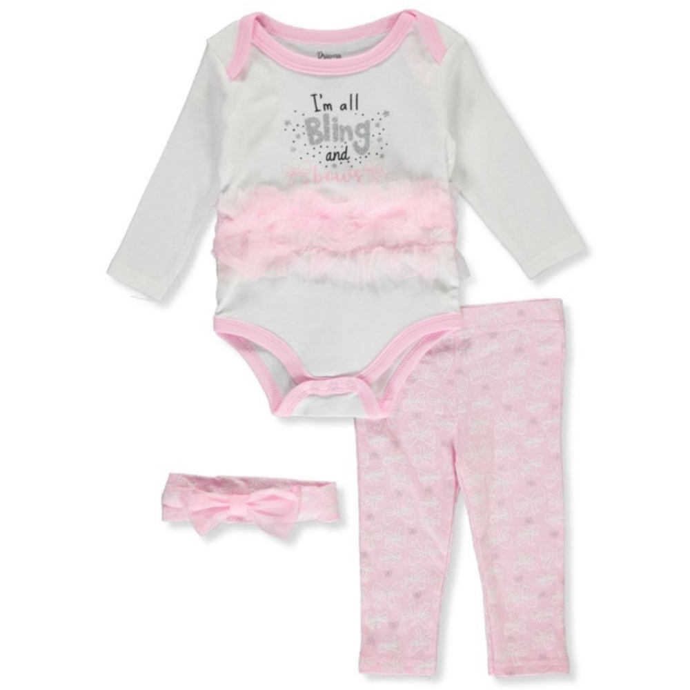 Princess Rose Baby Girls 3-Piece Tulle Leggings Set Outfit- white/yellow, 6-9 mo